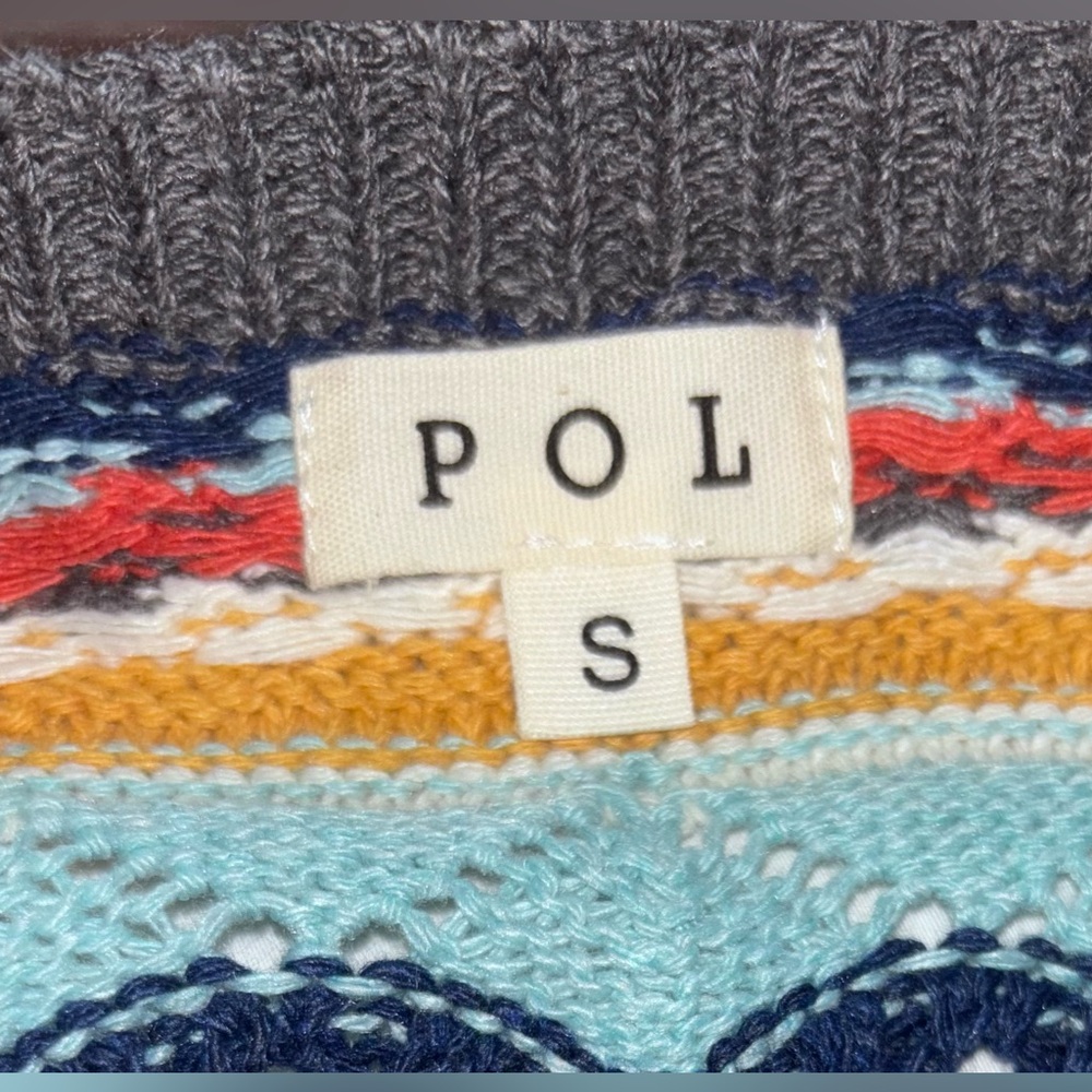 POL NWOT Crochet Multicolor Striped Square NeckTop - Picture 2 of 6